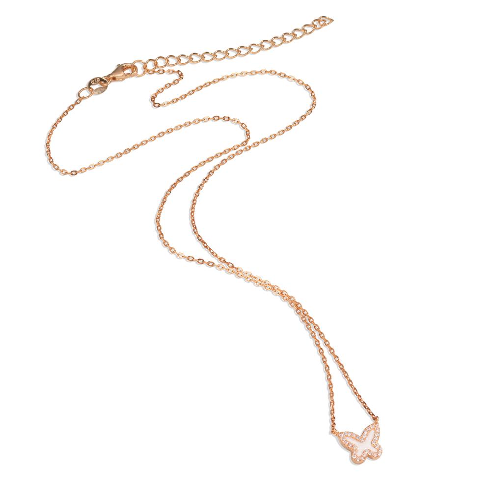 Collier Silber Zirkonia rosé vergoldet Schmetterling 40-45 cm verstellbar Ø9 mm