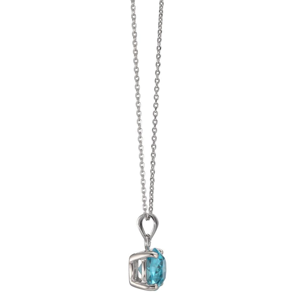 Collier Silber Zirkonia aqua rhodiniert 42-47 cm verstellbar