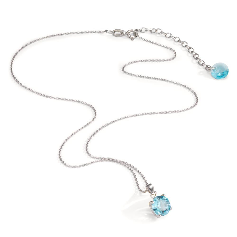 Collier Silber Zirkonia aqua rhodiniert 42-47 cm verstellbar