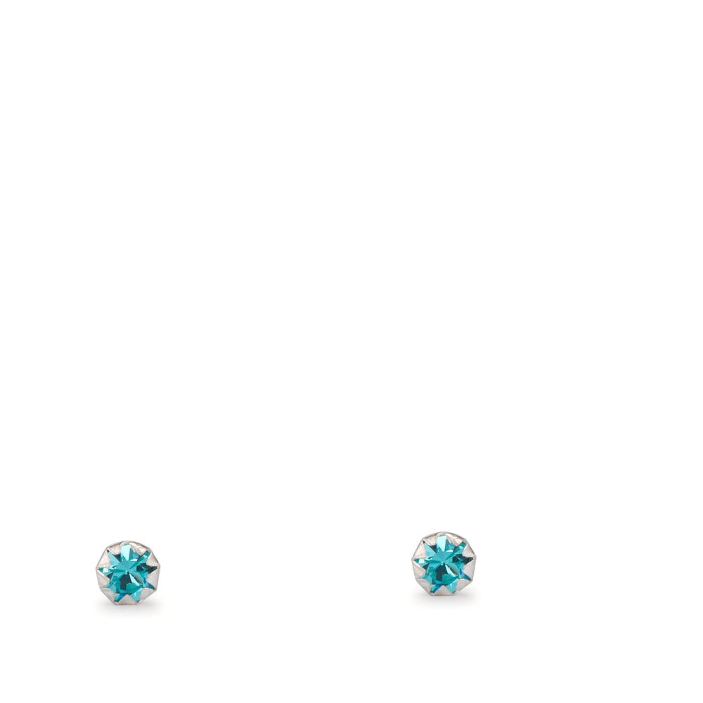 Ohrstecker Silber Zirkonia aqua Ø2 mm