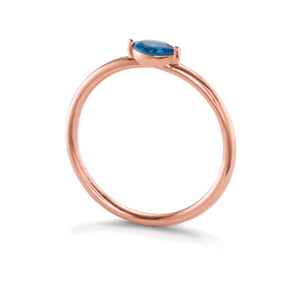 Fingerring Silber Zirkonia blau rosé vergoldet