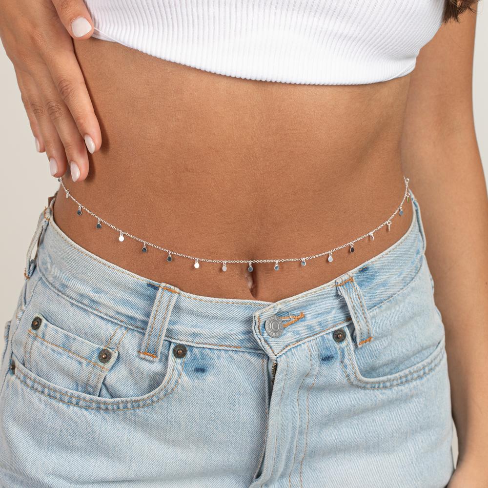 Bauchkette Silber 90 cm, Made in Italy