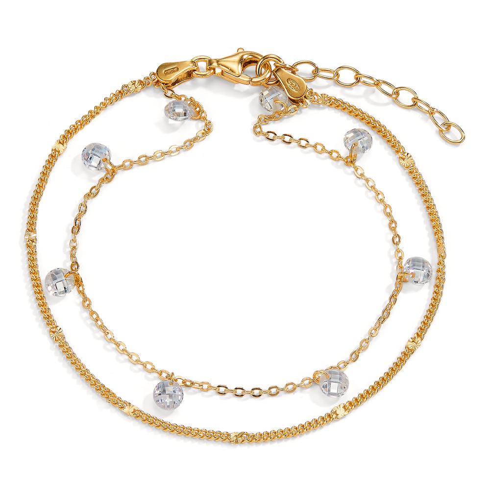 Armband Silber Zirkonia 8 Steine gelb vergoldet 17-20 cm verstellbar, Made in Italy