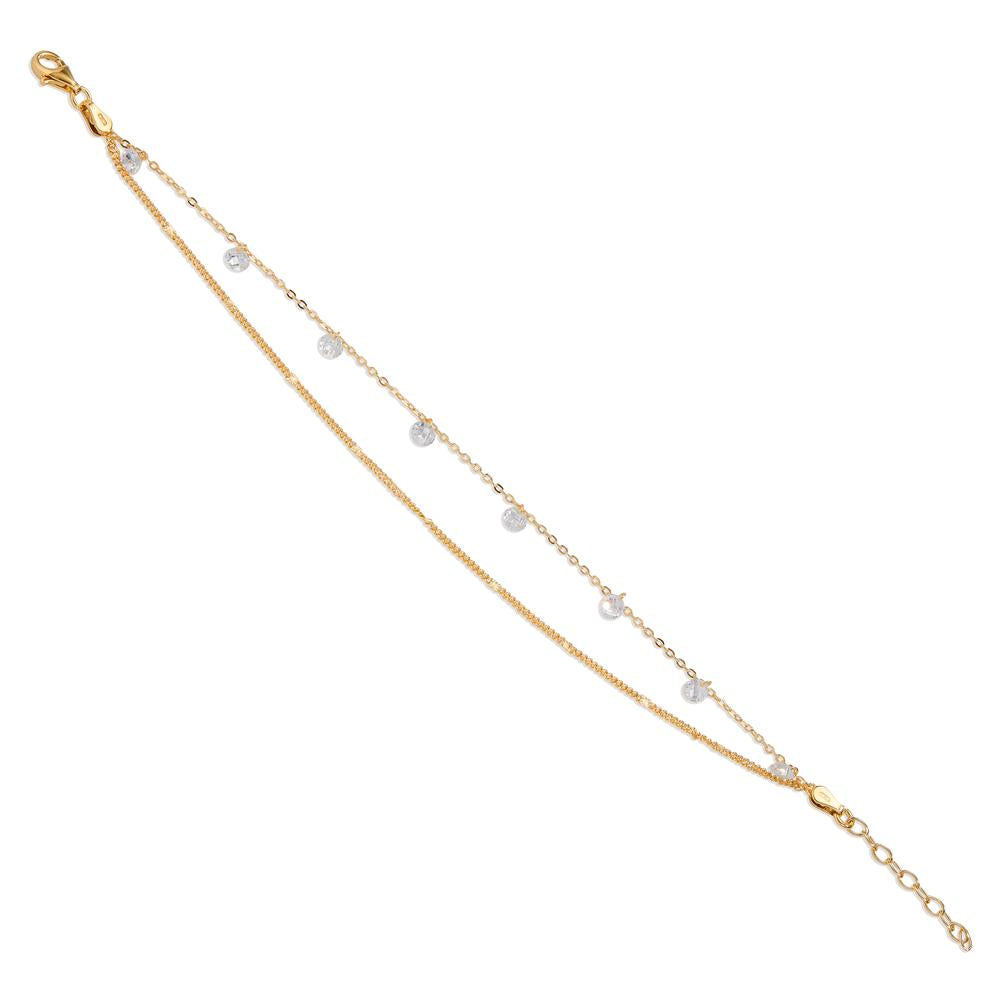 Armband Silber Zirkonia 8 Steine gelb vergoldet 17-20 cm verstellbar, Made in Italy