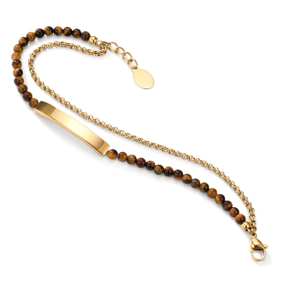 Gravurarmband Edelstahl Tigerauge gelb IP beschichtet 18 cm Ø4 mm