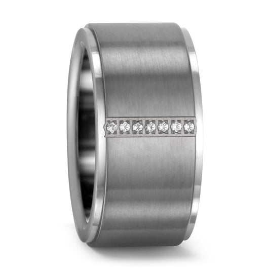 Fingerring Titan Zirkonia weiss, rund