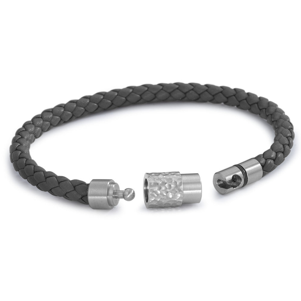 DYKON Leder Armband schwarz mit handgearbeiteter GROOVE Struktur und Safe Lock System 22 cm, Made in Germany