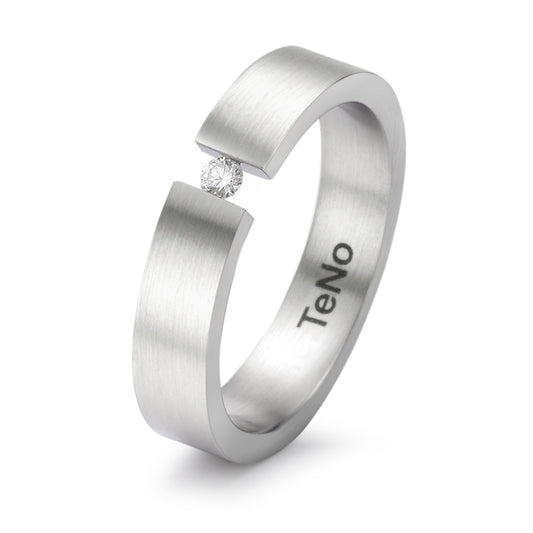 Fingerring Edelstahl Diamant 0.04 ct, tw-si, Made in Germany