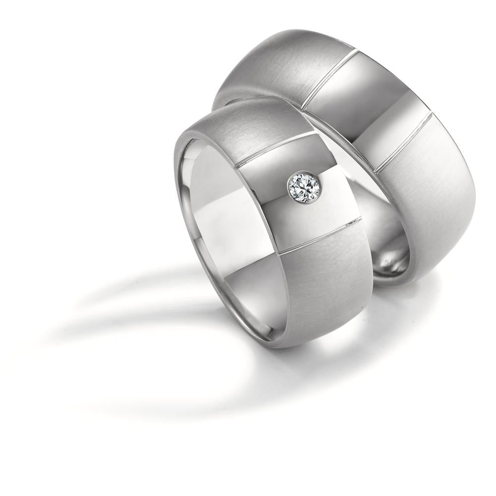 Partnerring TAMOR aus Edelstahl strichmatt glanz, Made in Germany