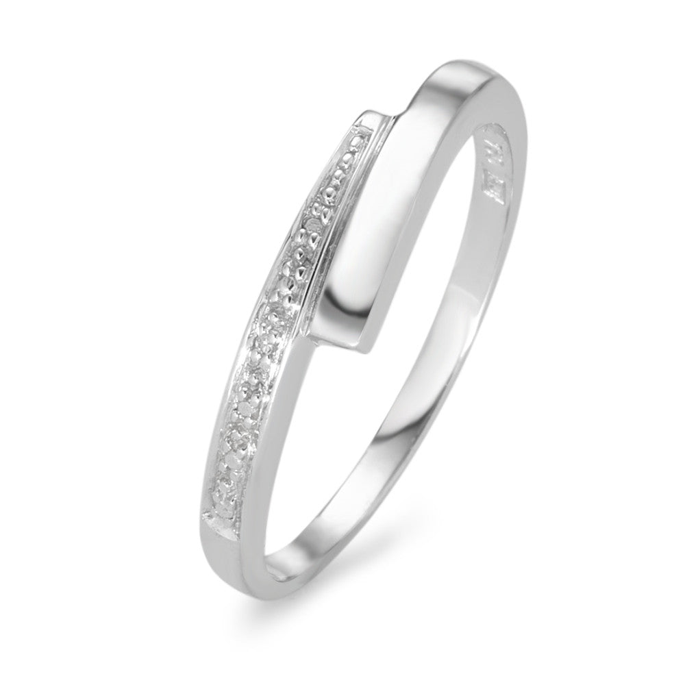 Fingerring 750/18 K Weissgold Diamanten 0.003 ct, w-si