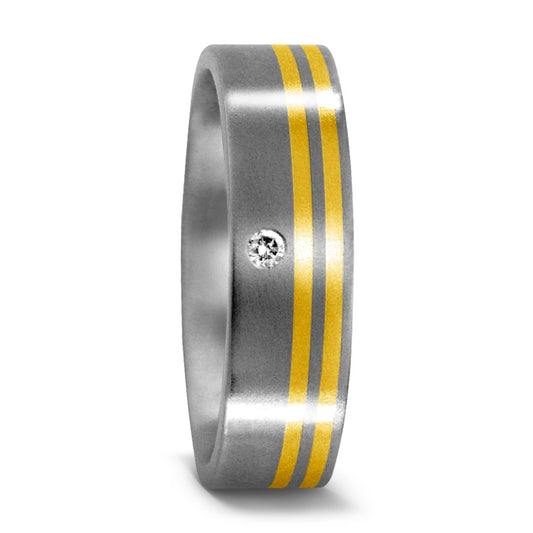 Fingerring Titan, 750/18 K Gelbgold Diamant 0.01 ct, w-si, Made in Germany