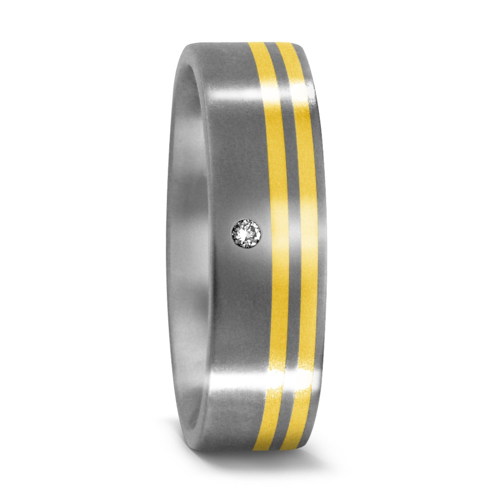 Fingerring Titan, 750/18 K Gelbgold Diamant 0.03 ct, w-si, Made in Germany