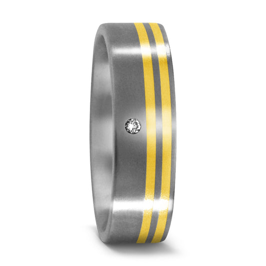 Fingerring Titan, 750/18 K Gelbgold Diamant 0.03 ct, w-si, Made in Germany