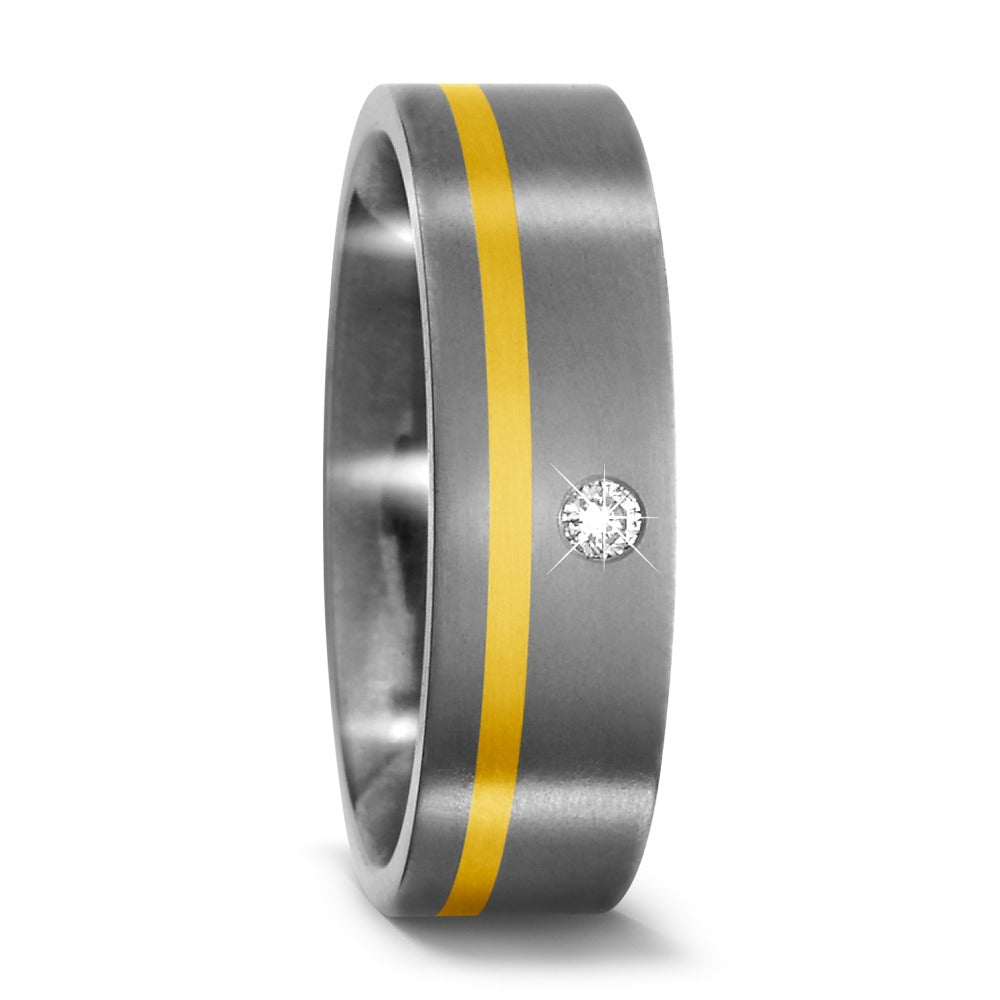 Fingerring Titan, 750/18 K Gelbgold Diamant 0.03 ct, w-si, Made in Germany