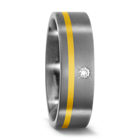 Fingerring Titan, 750/18 K Gelbgold Diamant 0.03 ct, w-si, Made in Germany
