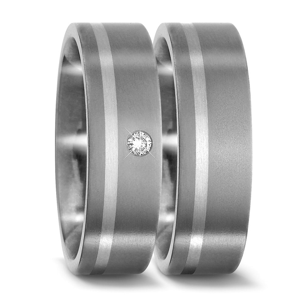 Fingerring Titan, 950 Platin Diamant 0.03 ct, w-si, Made in Germany