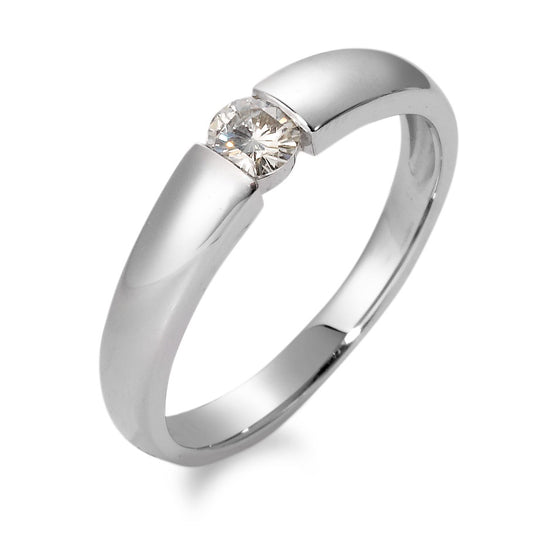 Solitär Ring 750/18 K Weissgold Moissanite rund, 4 mm, Made in Germany