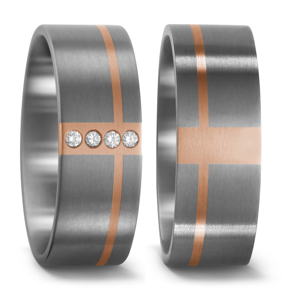 Fingerring Titan, 750/18 K Rotgold, Made in Germany