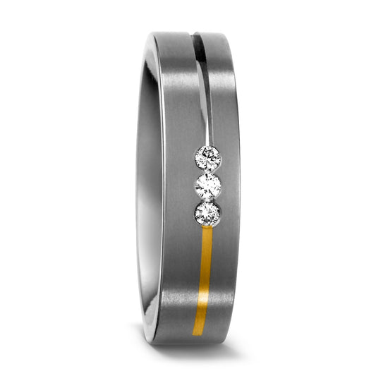 Fingerring Titan, 750/18 K Gelbgold Diamant 0.06 ct, w-si, Made in Germany