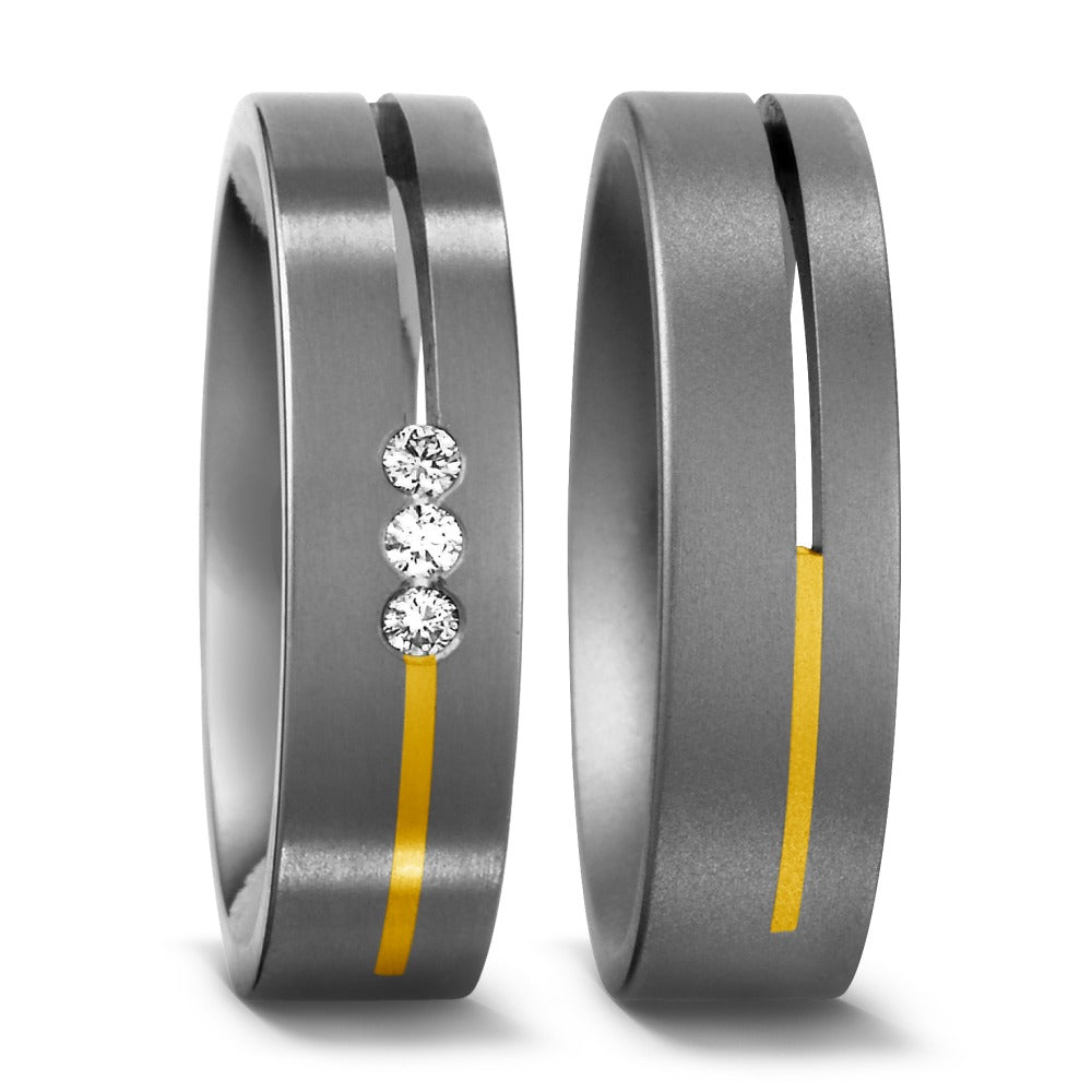 Fingerring Titan, 750/18 K Gelbgold Diamant 0.06 ct, w-si, Made in Germany