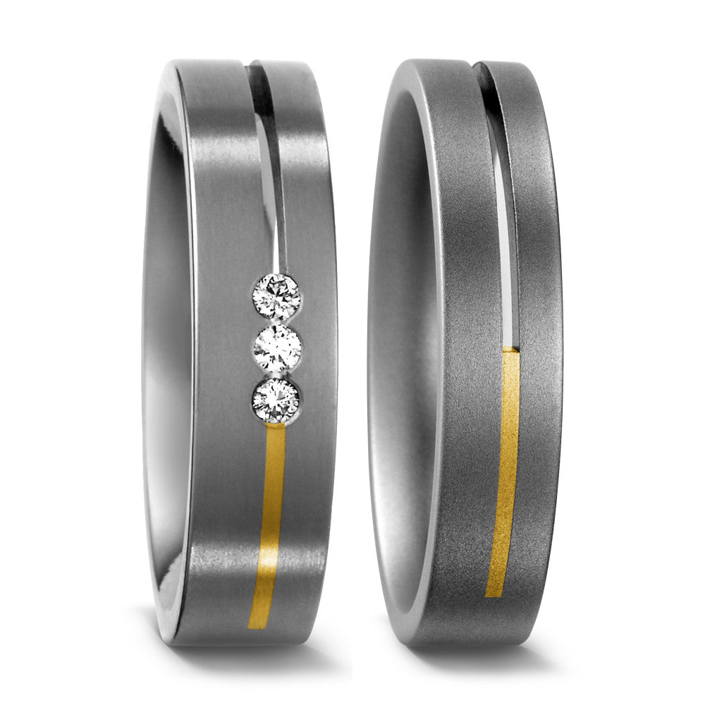 Fingerring Titan, 750/18 K Gelbgold Diamant 0.06 ct, w-si, Made in Germany