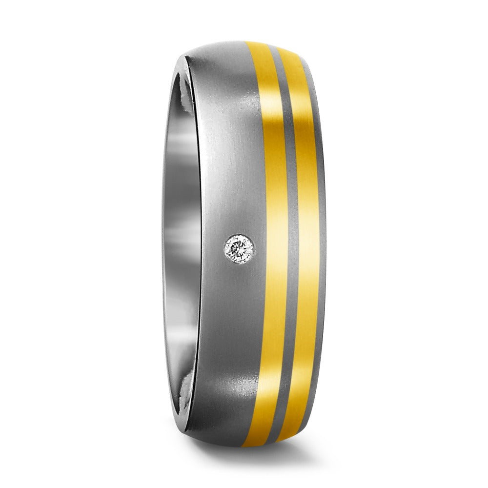 Fingerring Titan, 750/18 K Gelbgold Diamant 0.01 ct, w-si, Made in Germany
