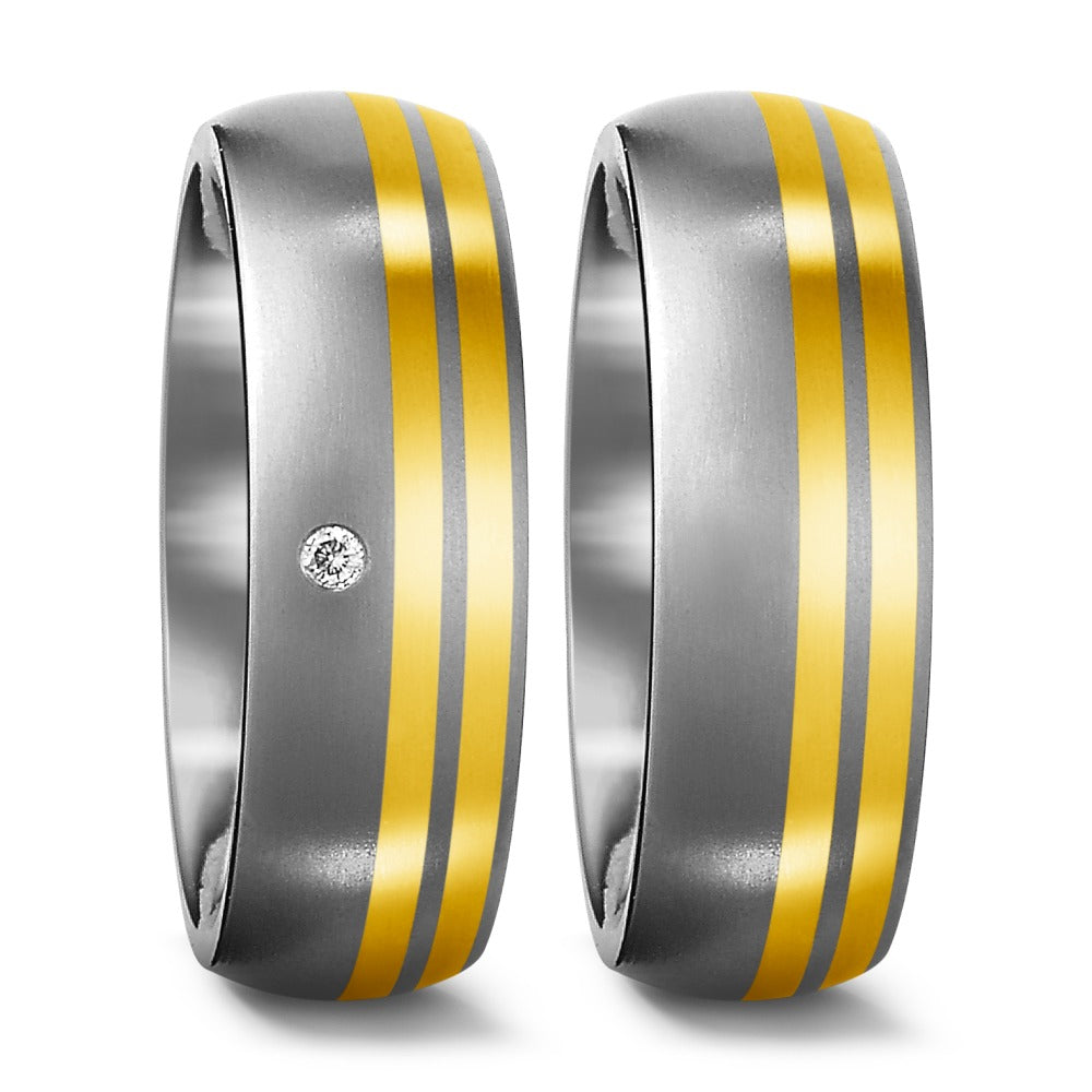 Fingerring Titan, 750/18 K Gelbgold Diamant 0.01 ct, w-si, Made in Germany