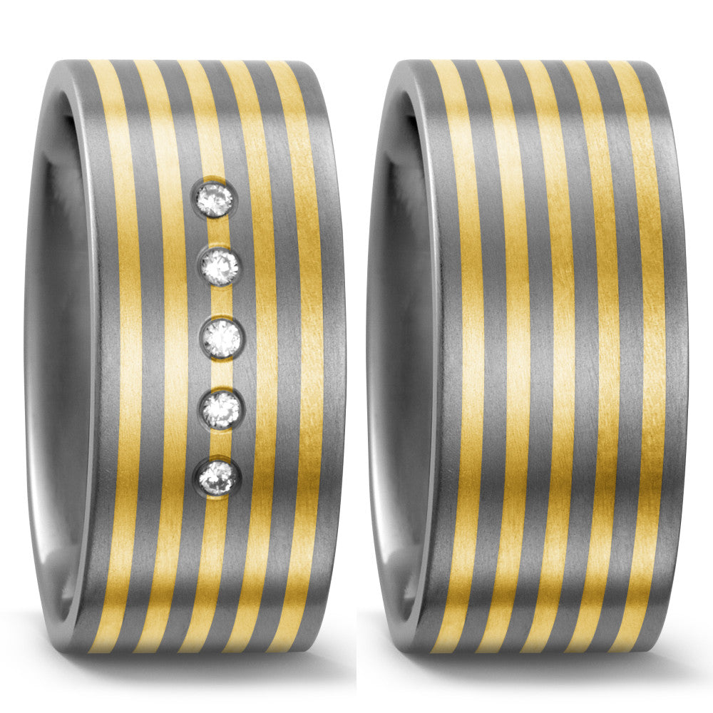 Fingerring Titan, 750/18 K Gelbgold Diamant 0.05 ct, w-si, Made in Germany
