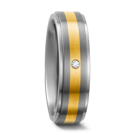 Fingerring Titan, 750/18 K Gelbgold Diamant 0.02 ct, w-si, Made in Germany
