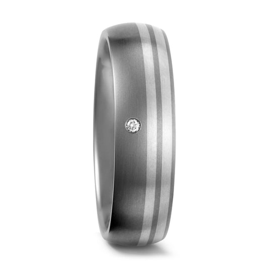 Fingerring Titan, 750/18 K Weissgold Diamant 0.01 ct, w-si, Made in Germany