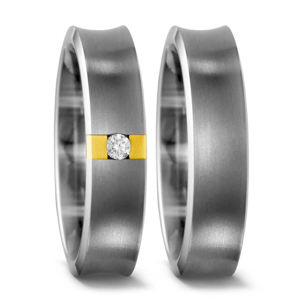 Fingerring Titan, 750/18 K Gelbgold Diamant 0.05 ct, w-si, Made in Germany