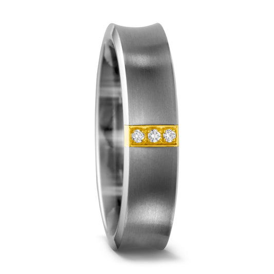 Fingerring Titan, 750/18 K Gelbgold Diamant 0.03 ct, w-si, Made in Germany