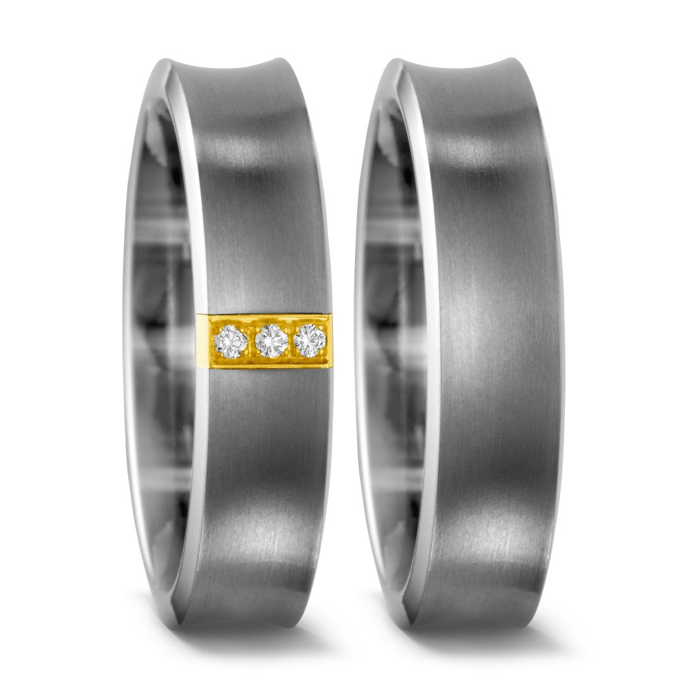 Fingerring Titan, 750/18 K Gelbgold Diamant 0.03 ct, w-si, Made in Germany