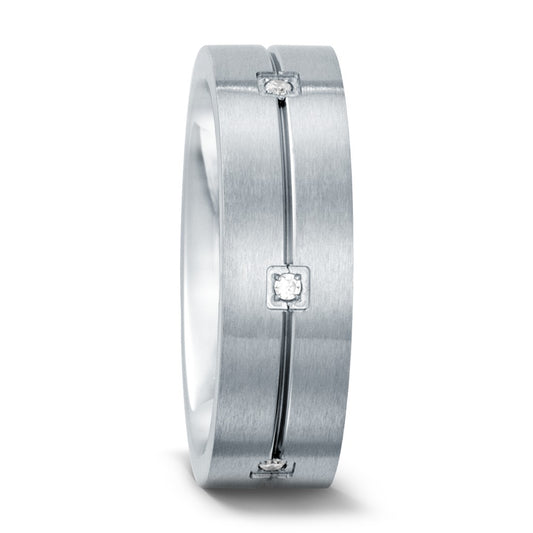 Fingerring Edelstahl Zirkonia weiss, rund