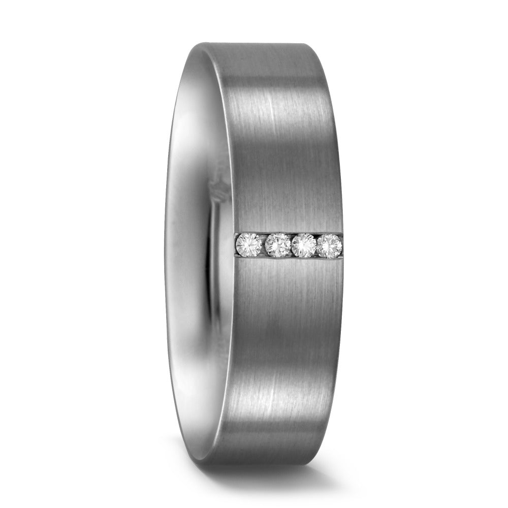 Fingerring 950 Palladium Diamant 0.04 ct, 4 Steine, tw-si, Made in Germany