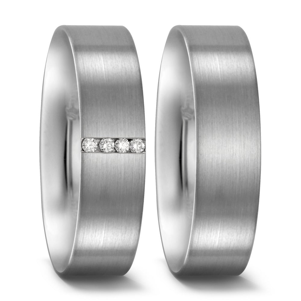 Fingerring 950 Palladium Diamant 0.04 ct, 4 Steine, tw-si, Made in Germany