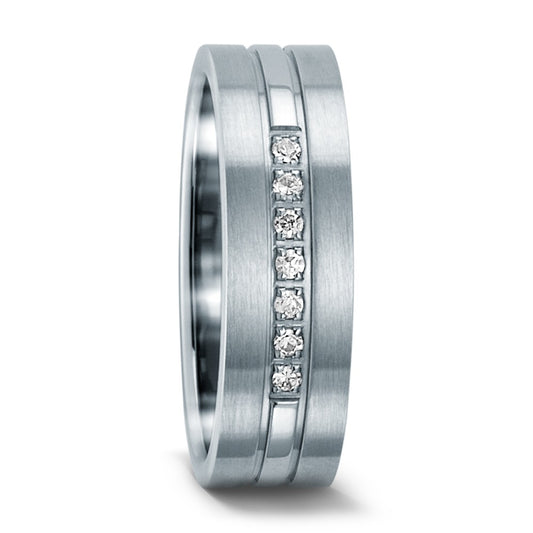Fingerring Edelstahl Zirkonia weiss, rund