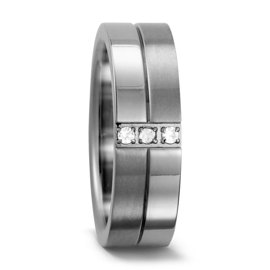 Fingerring Titan Zirkonia weiss, rund