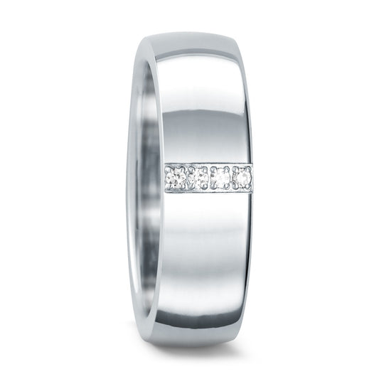 Fingerring Edelstahl Zirkonia weiss, rund