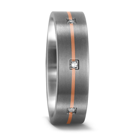 Fingerring Titan, 750/18 K Rotgold Diamant 0.04 ct, 4 Steine, w-si, Made in Germany