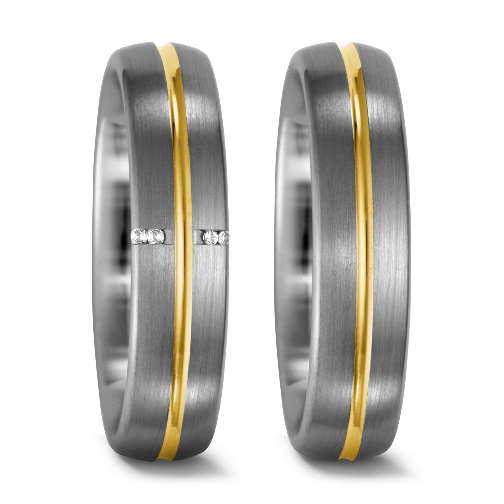 Fingerring 950 Palladium, 750/18 K Gelbgold, Made in Germany