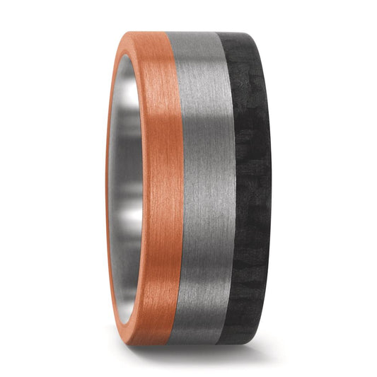 Fingerring Titan, 750/18 K Rotgold, Carbon, Made in Germany