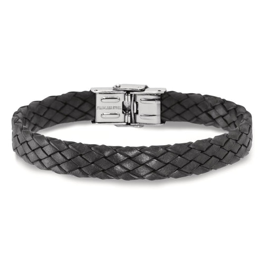Armband Leder, Edelstahl 21 cm, Made in Italy