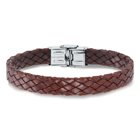 Armband Leder, Edelstahl 21 cm, Made in Italy