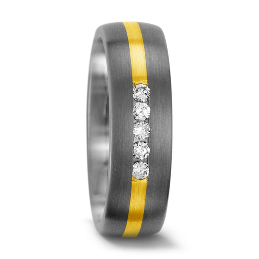 Fingerring Titan, 585/14 K Gelbgold Diamanten 0.15 ct, w-si, Made in Austria