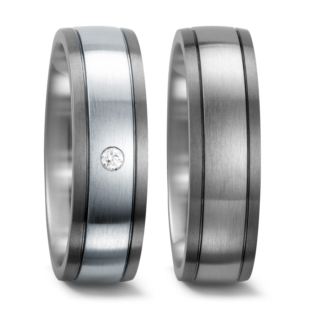 Fingerring Titan, Edelstahl Diamant 0.03 ct, w-si
