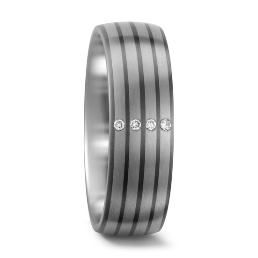 Fingerring Titan, 950 Palladium Diamant weiss, 0.04 ct, 4 Steine, w-si, Made in Germany