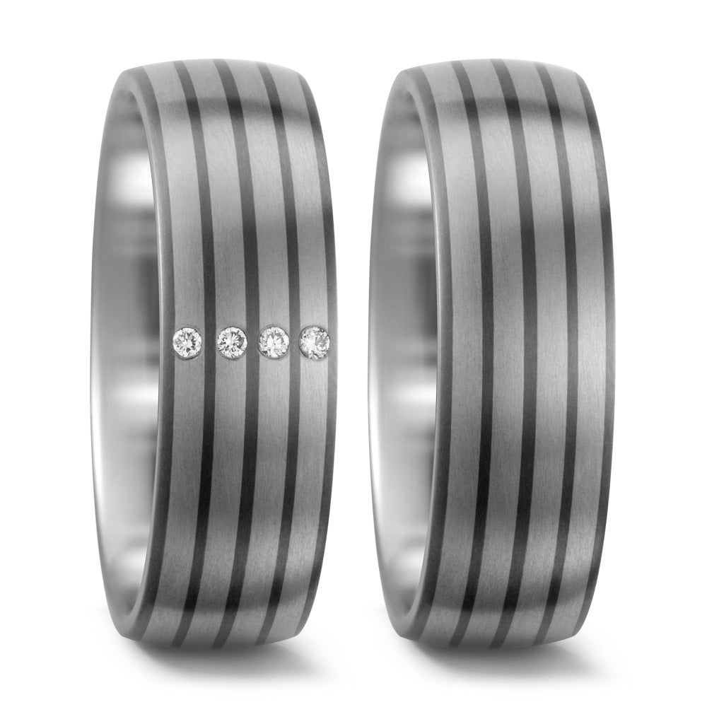 Fingerring Titan, 950 Palladium Diamant weiss, 0.04 ct, 4 Steine, w-si, Made in Germany