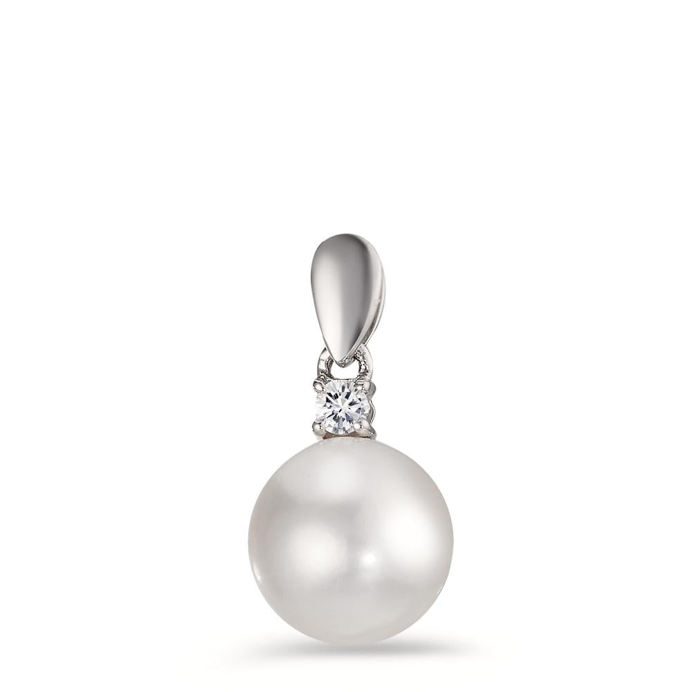 Anhänger 750/18 K Weissgold Diamanten 0.06 ct, w-si Süsswasserzuchtperle, 10 mm