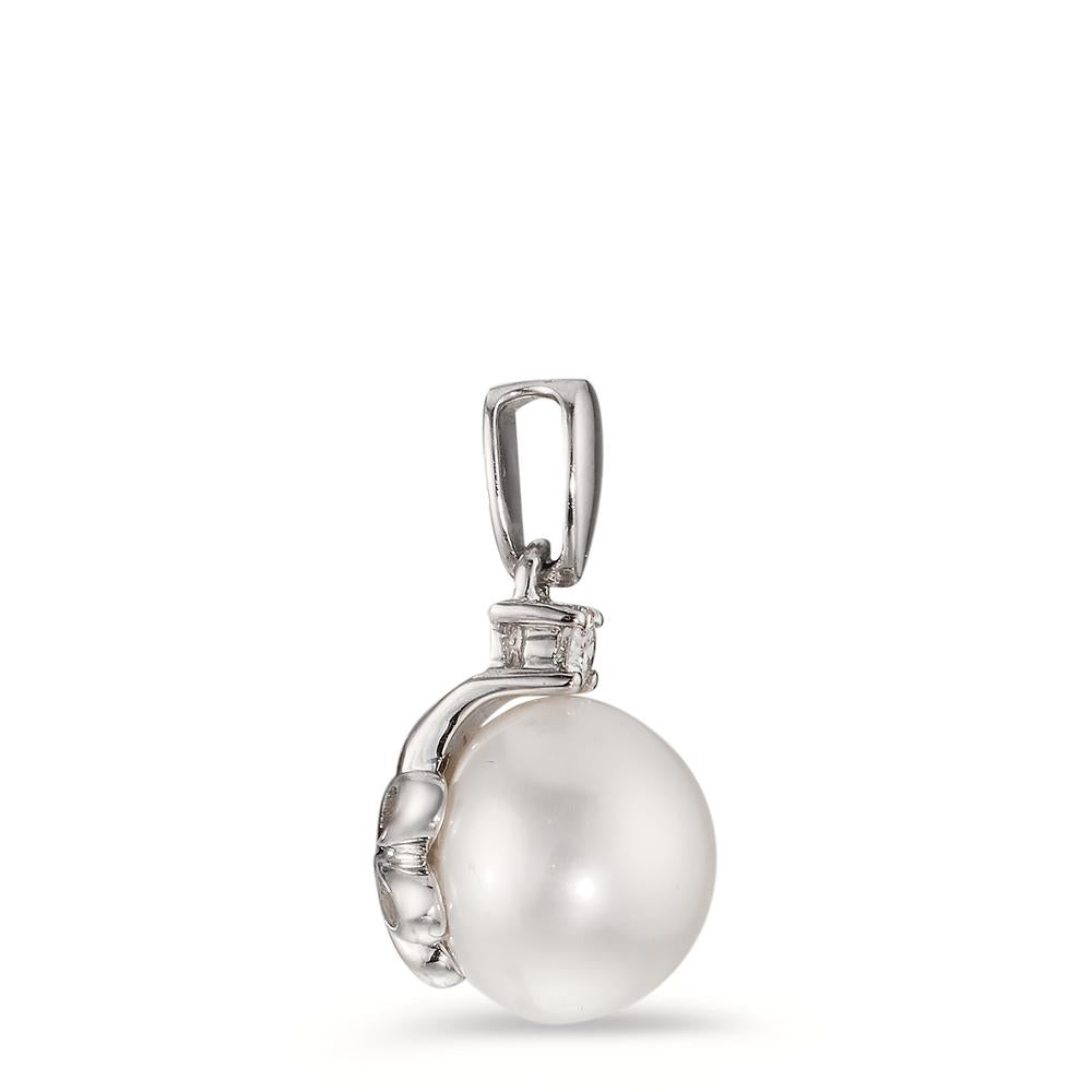 Anhänger 750/18 K Weissgold Diamanten 0.06 ct, w-si Süsswasserzuchtperle, 10 mm